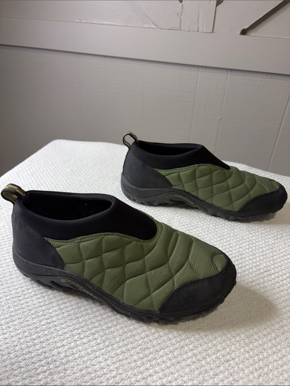 Merrell Alpine Moc Olive Green Quilted Slip On Shoes Size Women’s 10 Gorpcore